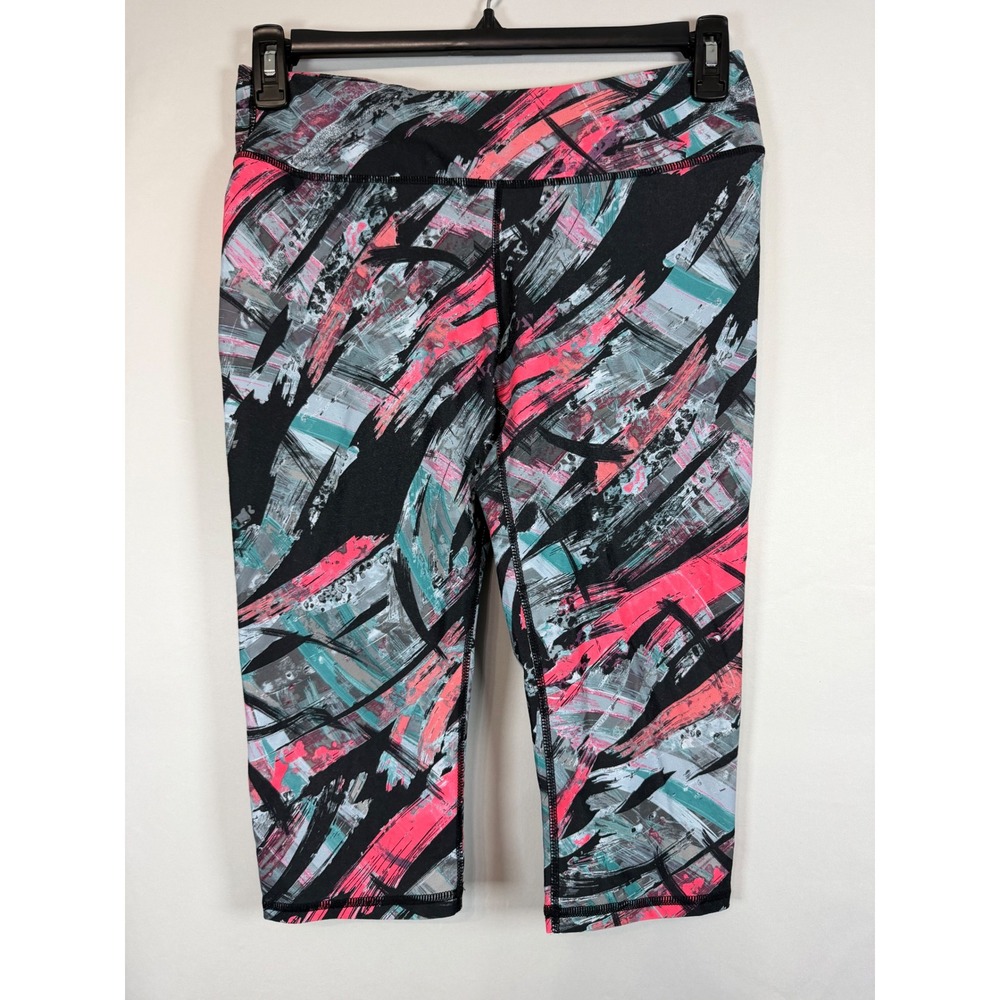 Fabletics Womens Abstract Brushstroke Cropped Leggings Pink Teal CS1513200 M